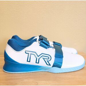 TYR L-1 Lifter Weightlifting Shoes White Turquoise Blue Men's Size 10.5